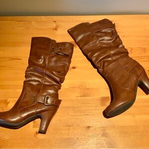 Brown Leather Knee-High Boots